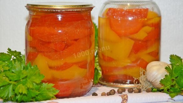 Рецепт Перец болгарский на зиму дольками маринованный