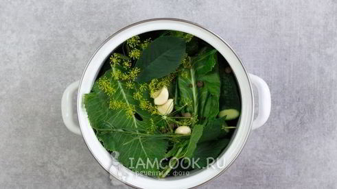 малосольные огурцы в кастрюле