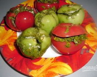 Малосольные помидоры по-армянски с чесноком