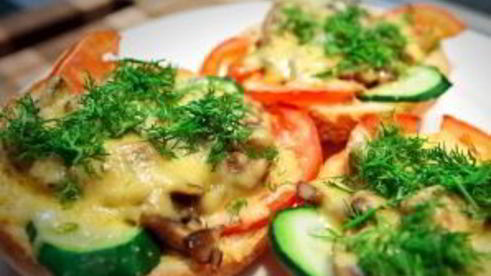 бутерброды с шампиньонами и сыром