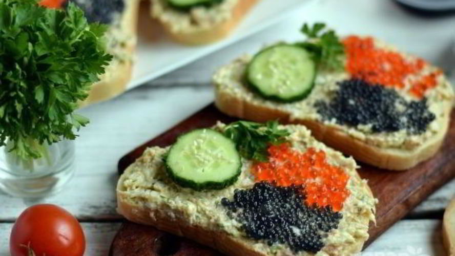 Рецепт бутерброды с тунцом и икрой