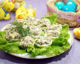 Яйца фаршированные грибами