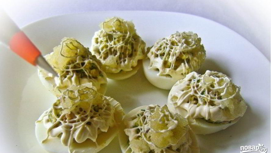 Рецепт яйца, фаршированные печенью трески