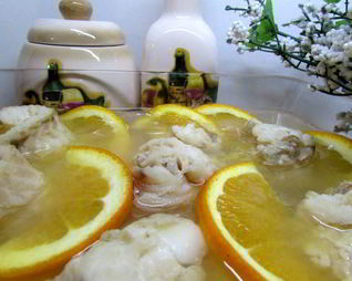 Филе камбалы в апельсиновом желе