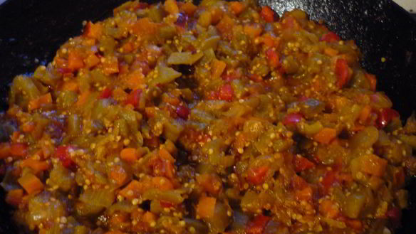 Рецепт Жареная баклажанная икра кусочками