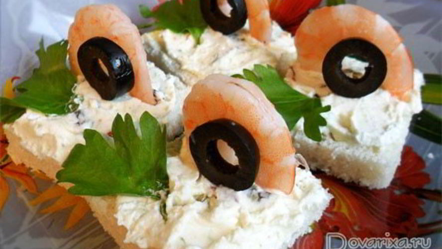 Рецепт канапе с креветками
