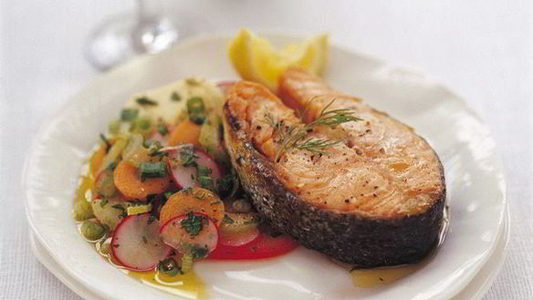 Рецепт Лосось в хрустящей корочке с маринованными овощами