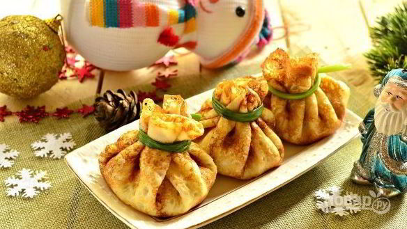 Рецепт Новогодняя закуска Мешочки Деда Мороза