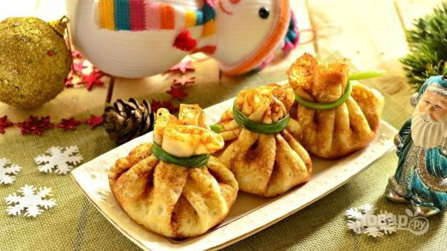 Рецепт новогодняя закуска мешочки деда мороза