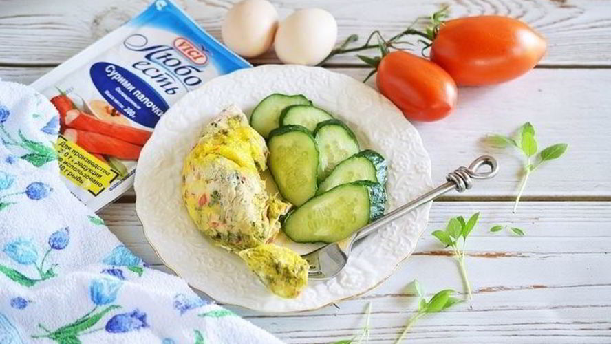 Рецепт крабовый омлет в пакете