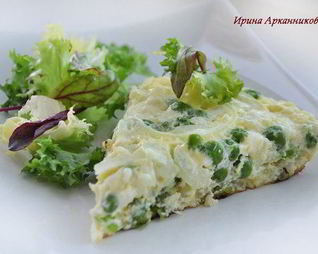 Омлет с картофелем и зеленым горошком