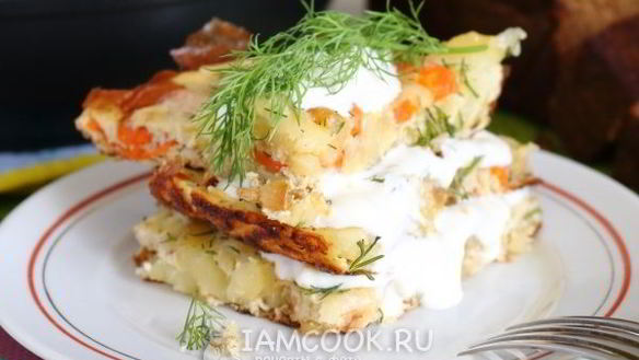 Рецепт Омлет с картошкой на сковороде