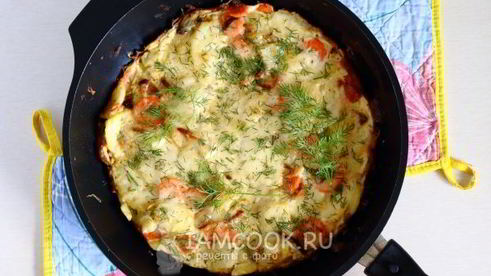 омлет с картошкой на сковороде