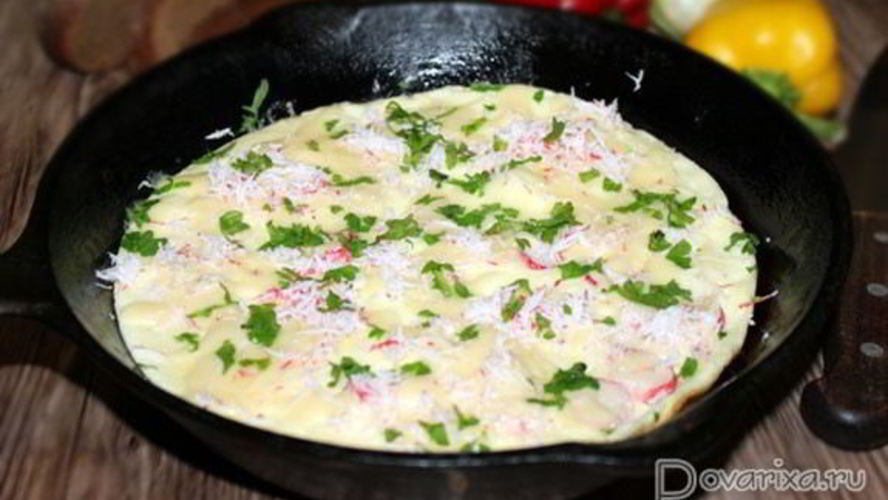 Рецепт омлет с крабовыми палочками