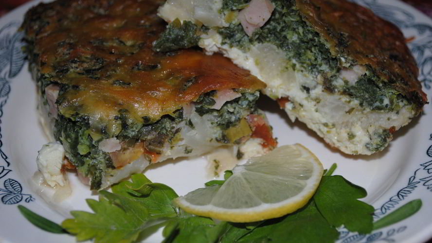 Рецепт омлет с цветной капустой и шпинатом