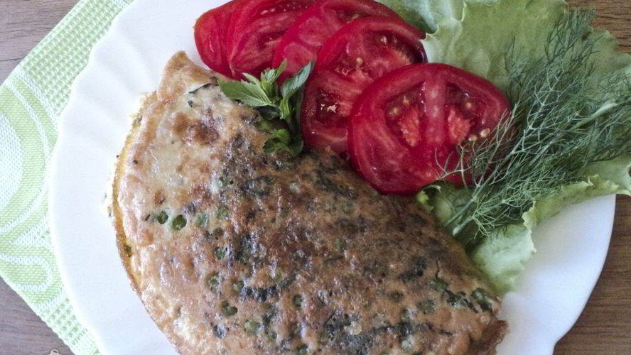 Рецепт омлет с зеленым горошком