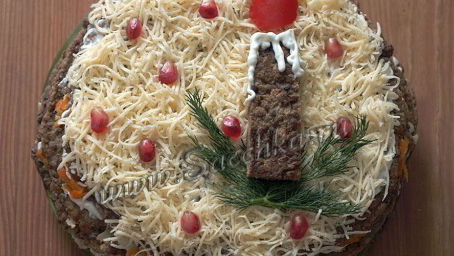 Рецепт печеночный торт из говяжьей печени