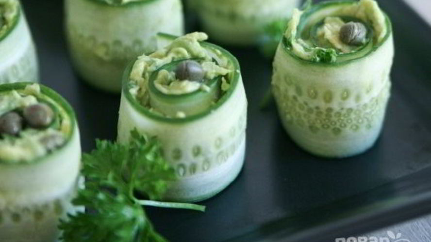 Рецепт праздничная закуска из авокадо и огурца