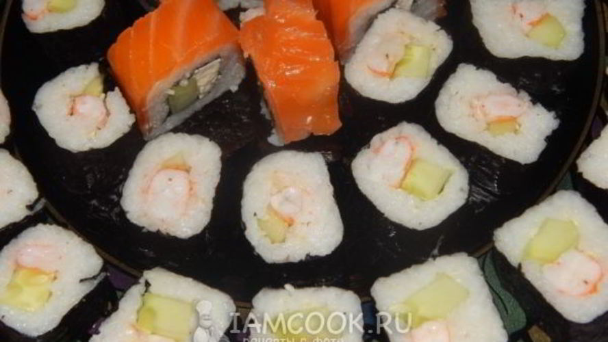 Рецепт роллы с креветками и огурцом