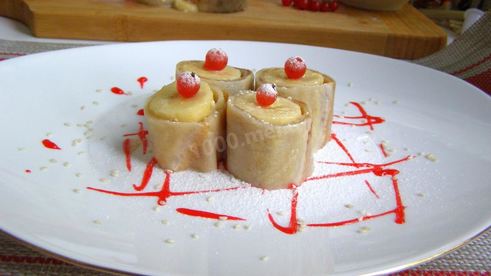 сладкие суши роллы с бананами