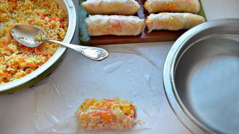 спринг-роллы с кускусом и овощами