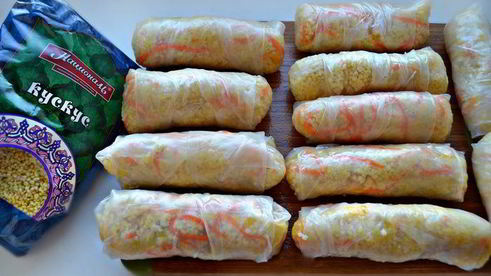спринг-роллы с кускусом и овощами