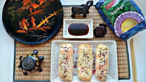 спринг-роллы с кускусом и овощами