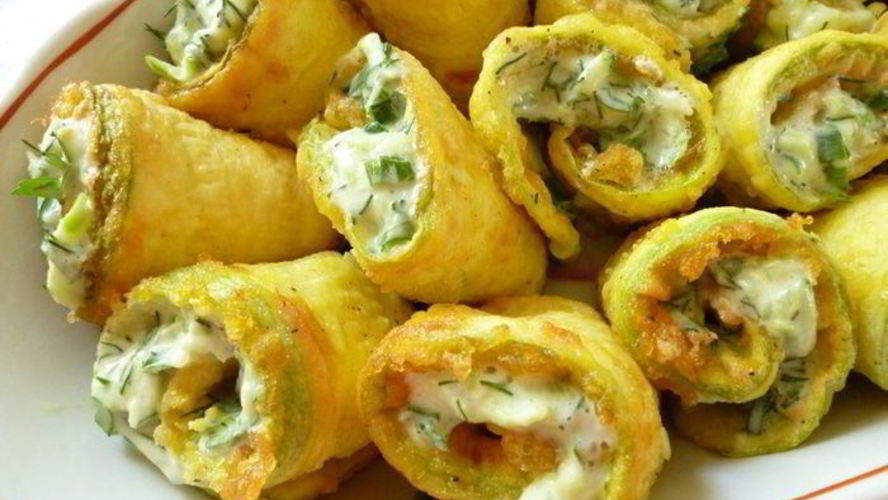 Рецепт кабачковые рулетики с огуречно-сырной пастой