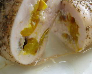 Рулет из курицы с алычой и грецкими орехами