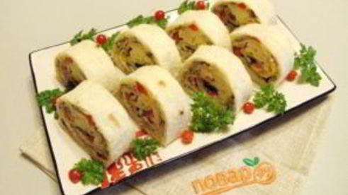 рулет из лаваша на новый год