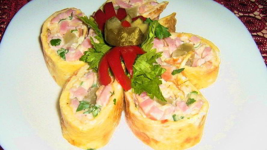 Рецепт рулет с ветчиной