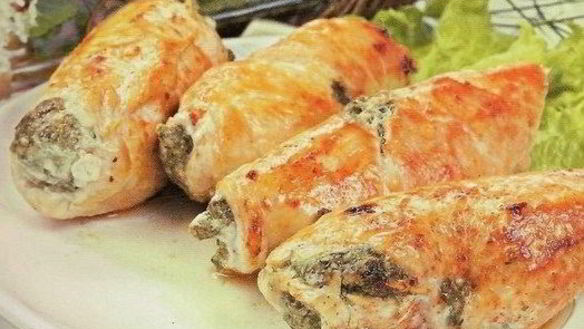 Рецепт Рулетики из куриного филе со шпинатом
