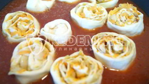 рулетики с грибами постные