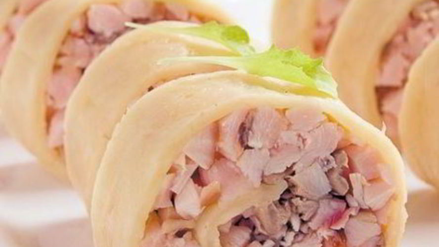 Рецепт сырный рулет с курицей и грибами