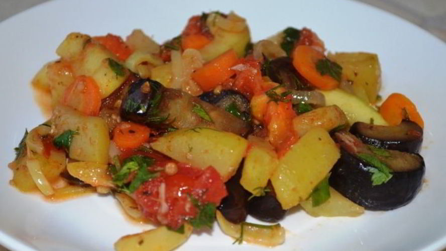Рецепт соте из баклажанов и кабачков