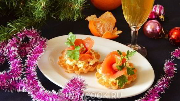Рецепт Новогодние тарталетки с семгой