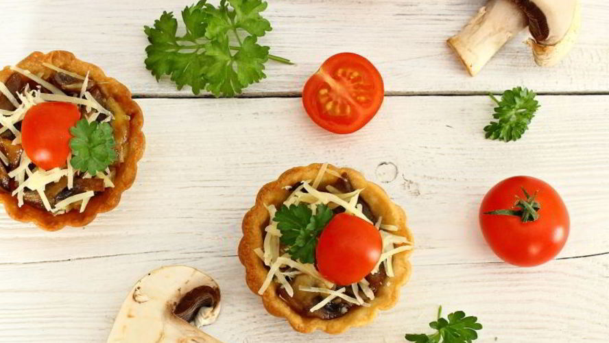 Рецепт тарталетки с грибами и сыром