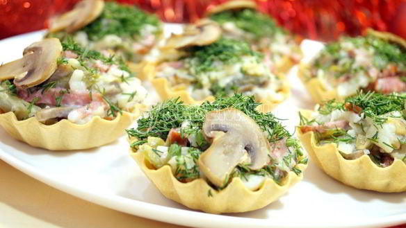 Рецепт Тарталетки с грибами Праздничные