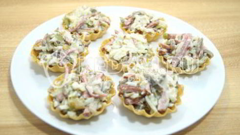 тарталетки с грибами праздничные