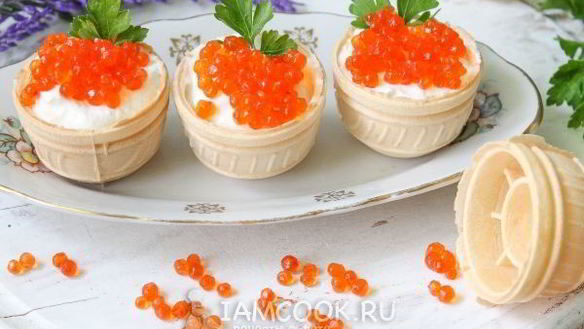 Рецепт Тарталетки с икрой и творожным сыром