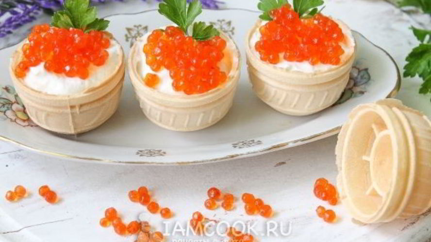 Рецепт тарталетки с икрой и творожным сыром
