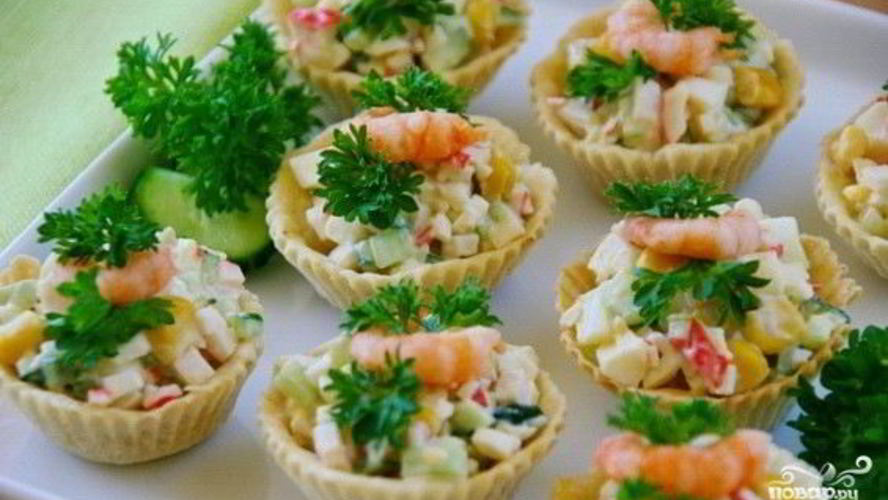 Рецепт тарталетки с крабовыми палочками и сыром