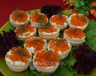 Тарталетки с красной икрой