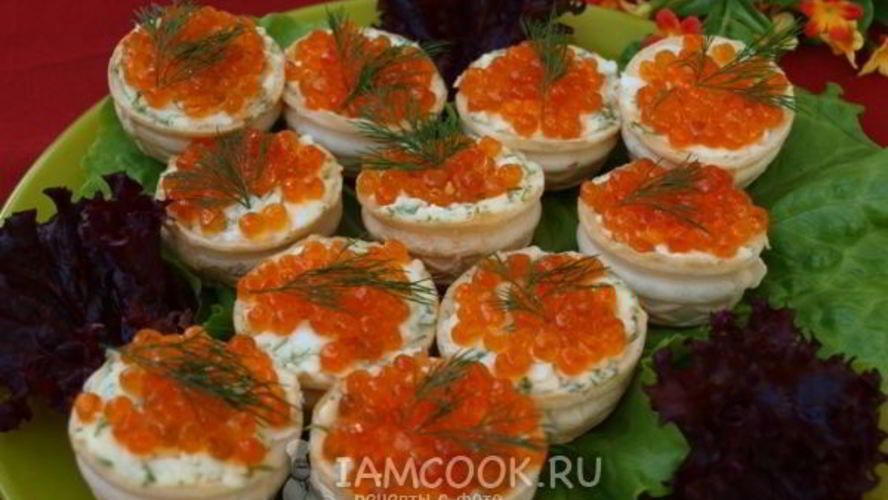 Рецепт тарталетки с красной икрой