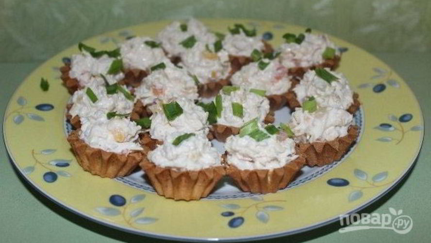 Рецепт тарталетки с курицей и ананасом