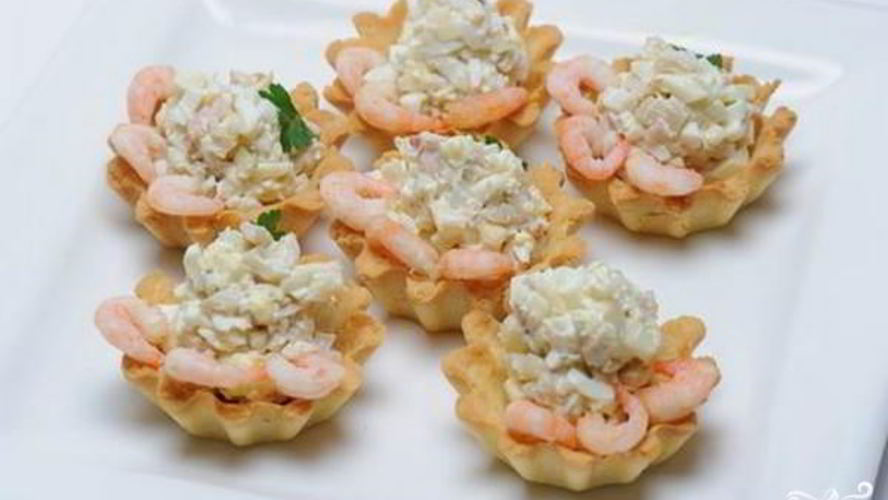Рецепт тарталетки с морским коктейлем