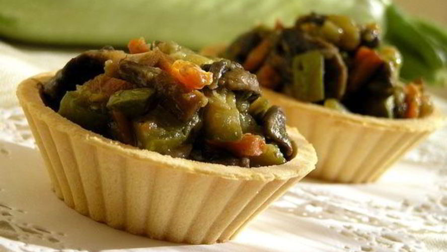 Рецепт тарталетки с начинкой из овощей и грибов