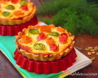 Тарталетки с овощами и йогуртовой заливкой