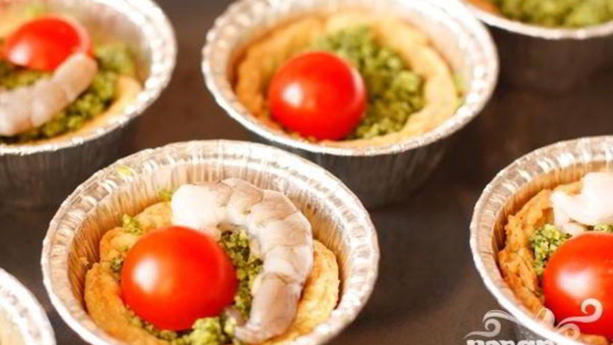 Рецепт тарталетки с песто и креветками