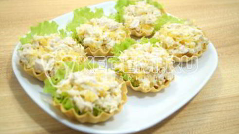 тарталетки с салатом мандариновый рай